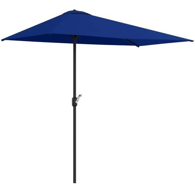 Outsunny Parasol Demi-Parasol Extérieur de Balcon 8 Pi Bleu Foncé