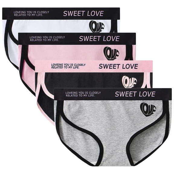 Paiwinds Women‘s Mid Waist Comfort Briefs - Breathable Trendy Underwear with Playful Heart Pattern for Daily Style (M-2XL, 5 Colors)