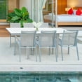 thumbnail image 5 of TOTAL Outdoor Aluminum Extendable Patio Adjustable Dining Table with E-Coating for 4-6 People, Ideal for Garden, Lawn, Porch, or Bistro, Ivory White, 5 of 6
