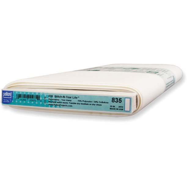 Pellon 835 StitchNTear Lite Fabric Stabilizer, White. 20" x 25 Yards by the Bolt