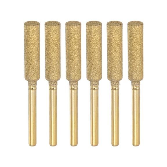 6 Packs Diamond Chainsaw Sharpener Bits 7/32" 5.5mm Cylinder Head, Titanium Plated Electric Chain Saw Grinder