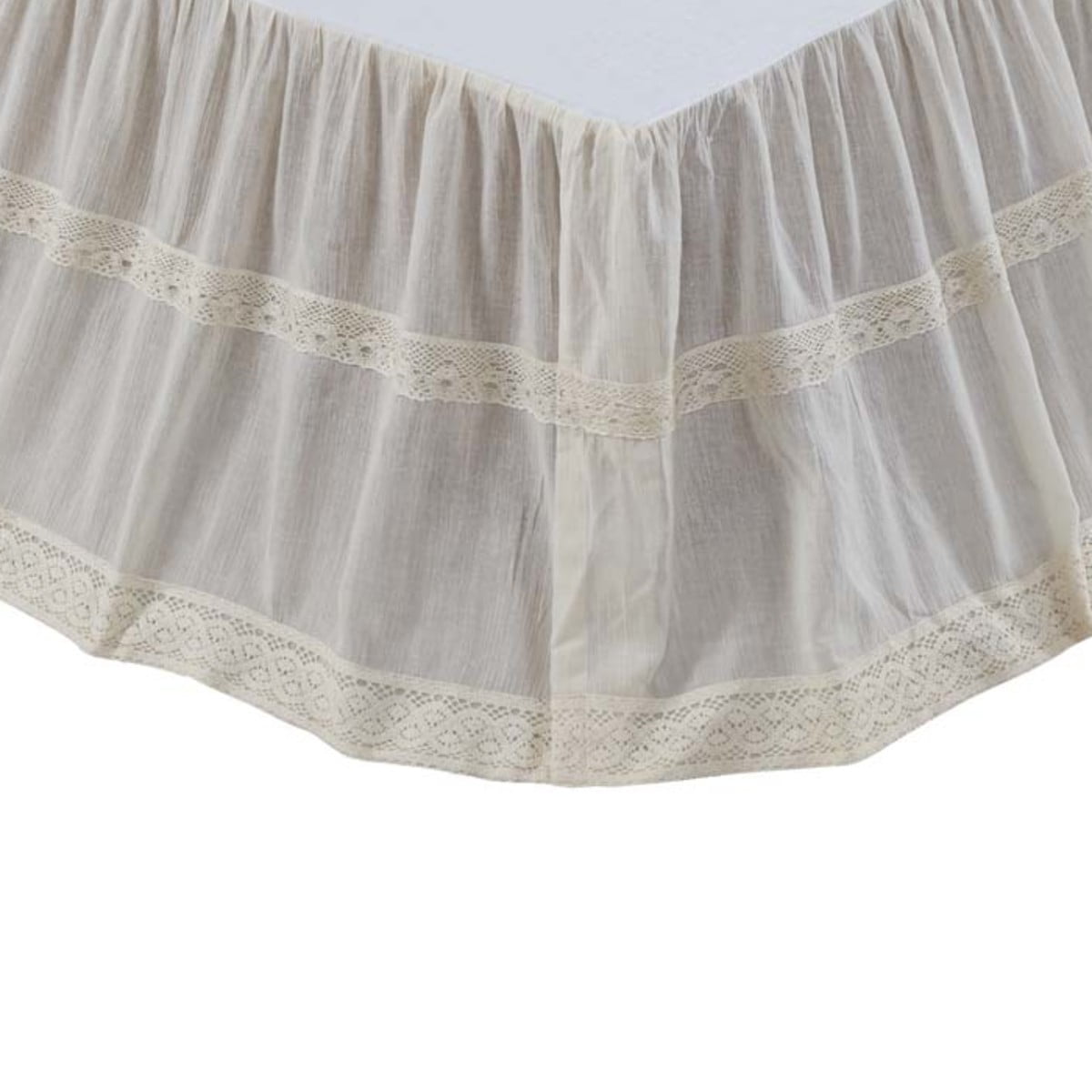 Bed Skirts Quinn White Twin Bed Skirt Dust Ruffle Gossamer Lace Cottage Country Chic Home Garden