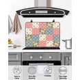 thumbnail image 4 of Large Induction Cooktop Protector Mat Japanese Style Stove Top Covers for Electric Stove, Colorful Patchwork Flowers Leaves Plaid Decorative Stove Burner Cover Mats, Glass Top Stove Cover, 4 of 7