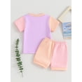 thumbnail image 4 of Hirigin Toddler Baby Girl Summer Clothes 6 9 12 18 Months 2T 3T Cotton Outfits Short Sleeve Contrast T-Shirts Tops Shorts Sets, 4 of 8