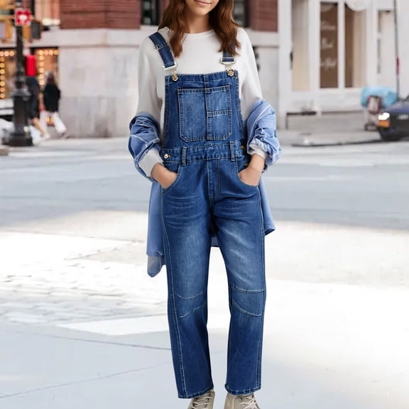 Overalls For Women Casual Adjustable Strap Baggy Denim Overalls Rompers Barrel Leg Jean Jumpsuit With Pockets Jumpsuit for Women Party Night Pant Rompers for Women Harem Jumpsuit for Women Women