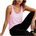 thumbnail image 5 of Women Pajama Tops Striped Sleeveless Tank Built In Bra Stretch Daily Layering Sleep Top, 5 of 5