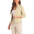 thumbnail image 4 of INSPIRE CHIC 3/4 Sleeved Open Front Blazer for Women Suit Jacket Work Office Casual Blazers with Zipper Pockets Apricot XS, 4 of 5