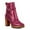 Magenta, variant on XYD Women Round Toe Perforated Ankle Boots Lug Sole Wooden Block Heel Buckled Strap Platform Side Zip Booties Casual Shoes Size 7 Red