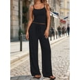 thumbnail image 4 of Women's 2 Piece Lounge Set Spring Outfits - Camisole Top & Wide Leg Pants Black XL, 4 of 9