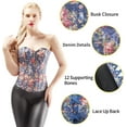 thumbnail image 3 of Femmes Vintage Floral Denim Corset Bustier Haut, 3 of 7