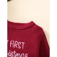 thumbnail image 6 of Rdhnmea Baby Christmas Sweater Romper Letter Embroidery Long Sleeve Crew Neck Knit Bubble Jumpsuit Xmas Outfits, 6 of 9