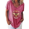 thumbnail image 1 of Pompotops Mode Femmes T-Shirt Imprimé Col Rond Manches Courtes Tee Décontracté Blouse, 1 of 4