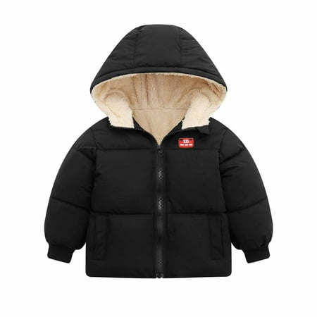 

purcolt Baby Boys Girls Autumn Winter Down Coat Toddler Kids Cotton Thick Warm Fleece Lining Hooded Puffer Coat Jacket Lightweight Full Zipper Ribbed Cuff Outerwear with Pockets