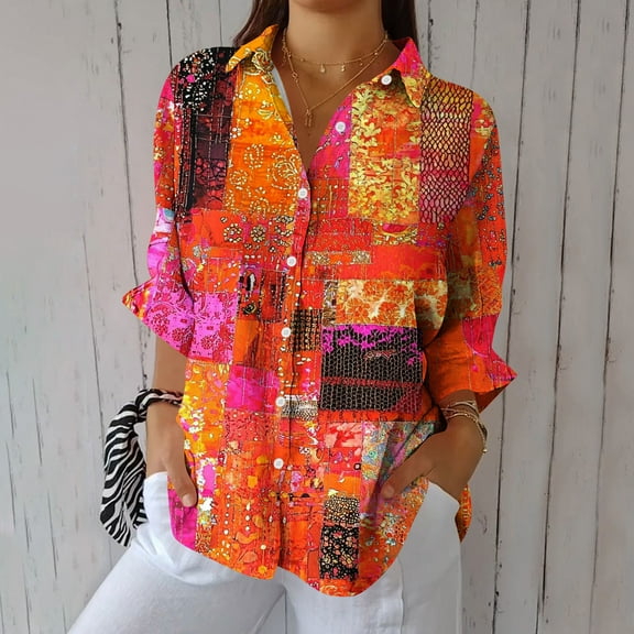 Karight Womens Button Down Shirt Long Sleeve Blouse