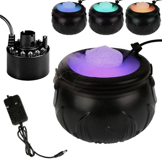 Halloween Smoke Machine Fog Mist Maker Color Changing Cauldron Shape Smoke Machine EU/US/UK Fogger Holiday Party Decoration Prop
