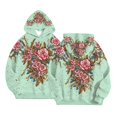 thumbnail image 3 of Womens Plus Size Graphic Hoodies Trendy Floral Printed Hooded Sweatshirts Ladies Loose Fit Pullovers Fall Long Sleeve Tops Y_Green XXXL, 3 of 7