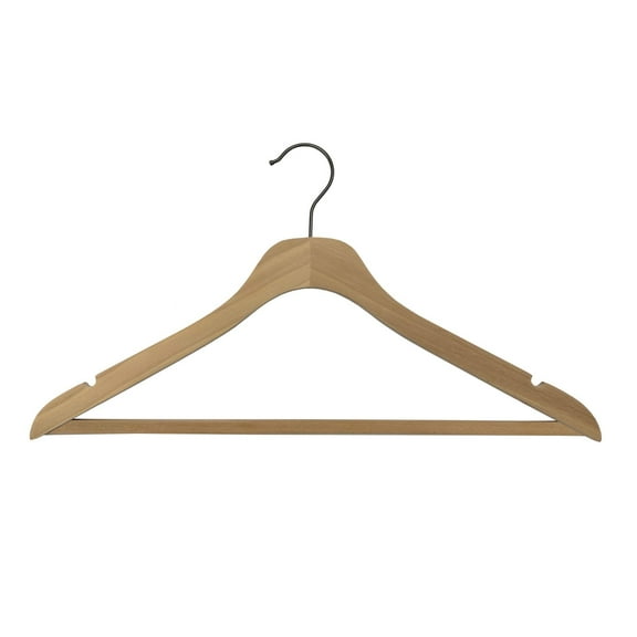 Nahanco 17” NAHANCO SlimLine Wooden Suit Hanger With Pant Bar - Raw W Gunmetal
