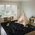 thumbnail image 4 of Shag Area Rugs for Bedroom Living Room,6X9 Ultra Soft Fluffy Area Rugs for Dorm, Indoor Carpet Nursery Rugs for Kids Girls Room Home Decor, Black, 4 of 17