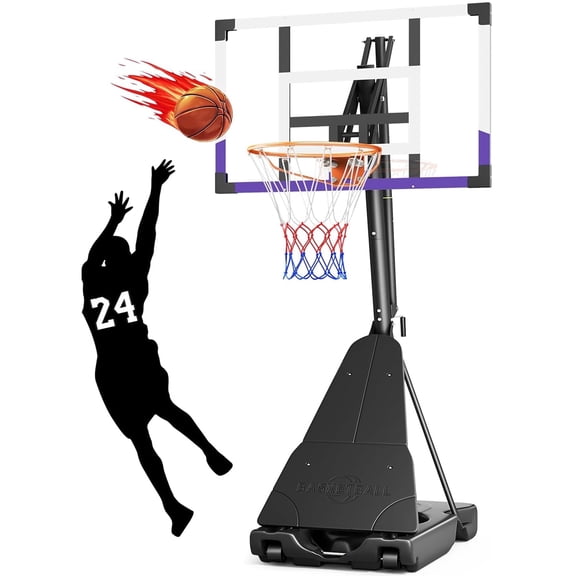 Toremore 44" Basketball Hoop Outdoor Adjustable, 5.25-10FT Portable Basketball Hoop Goal System with Shatterproof PC Backboard and Larger Base for Kids Youth and Adults