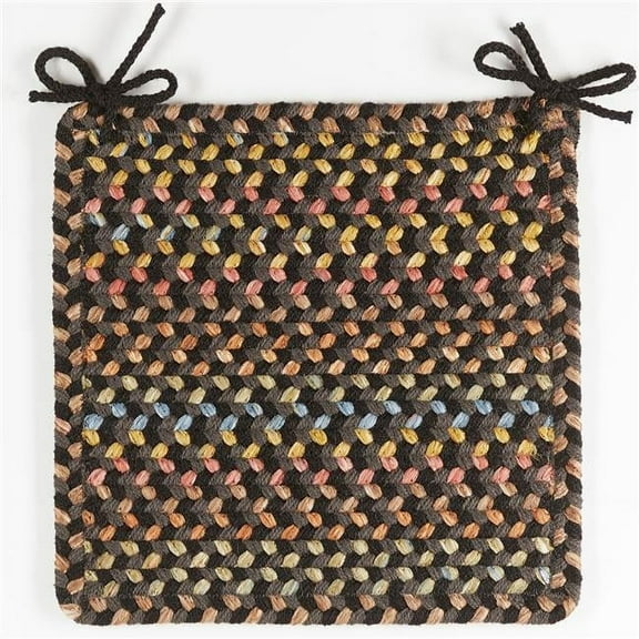 Rhody Rug WO81A015X015B-4 Woodstock Chair Pads, Onyx & Multi Color - Set of 4