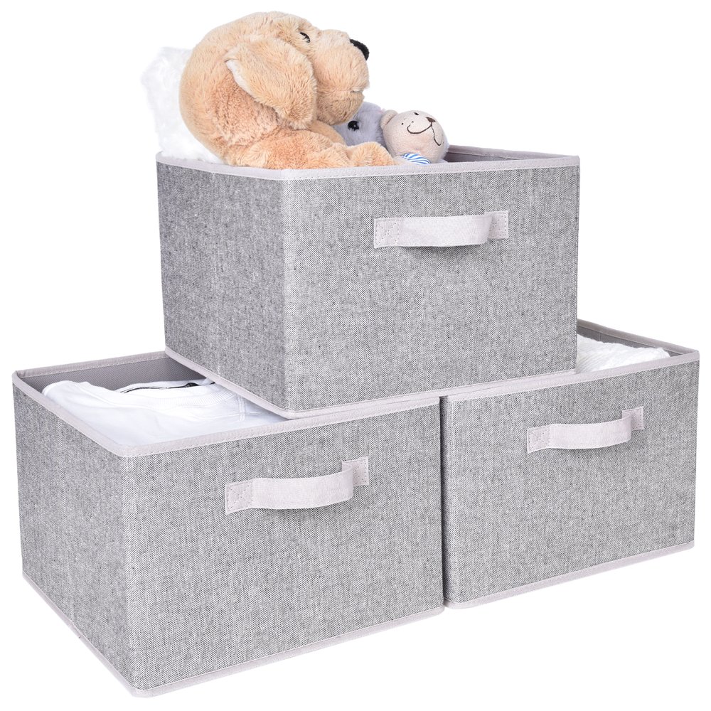 Foldable Fabric Storage Boxes with Handle, Decorative Storage Boxes, 3