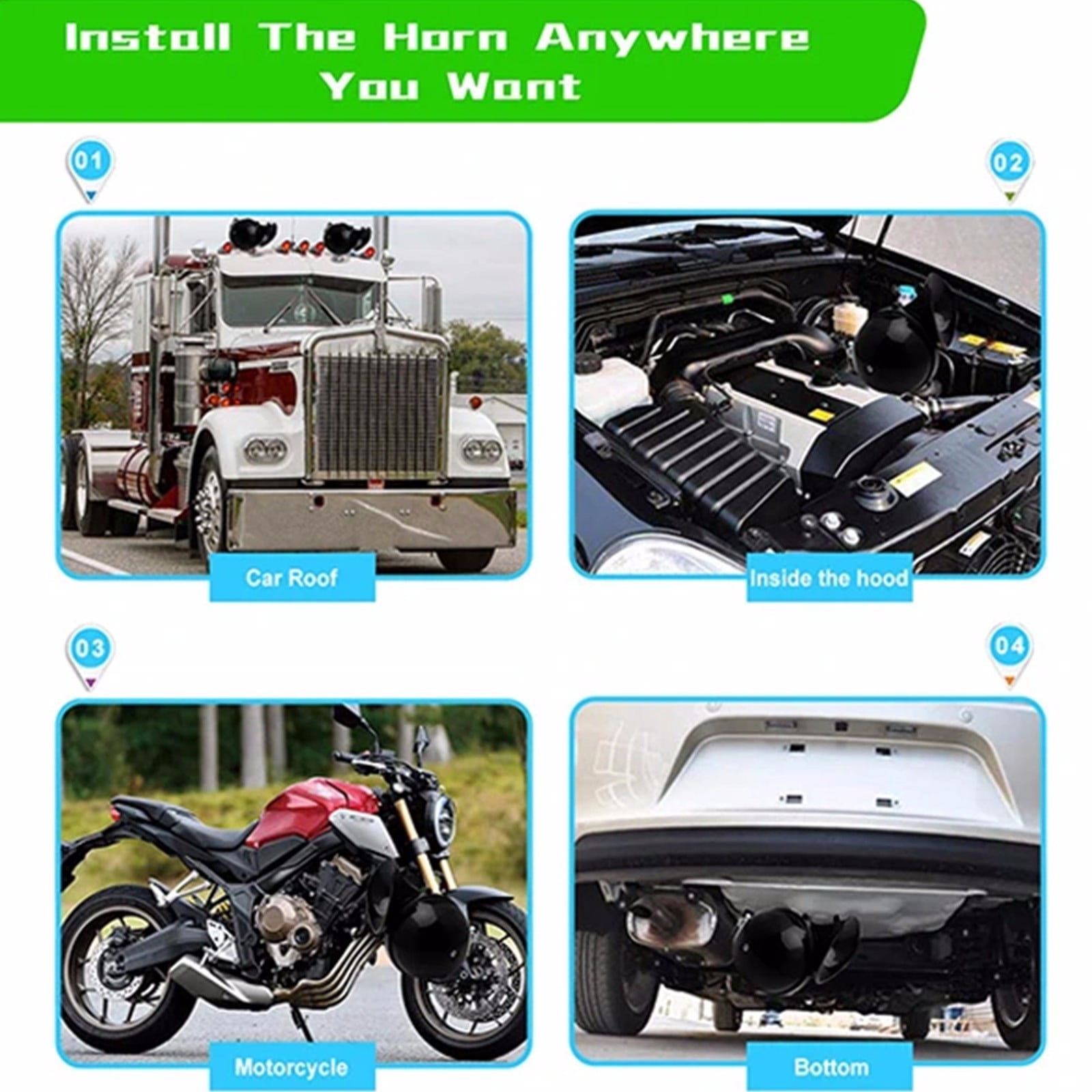 Huarll Cleaning Machine Loud Red Suv Trumpet Train Car Truck Super Horn 12V Compressor Air Dual Tools & Home Improvement
