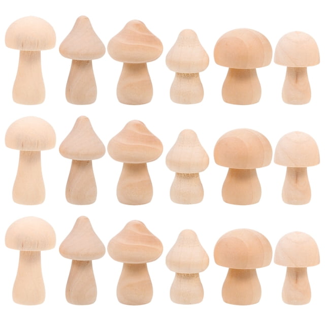MasteelfCA 18 Pcs Modèles de Champignons en Bois Graffiti Ornements de Champignons Simulés DIY