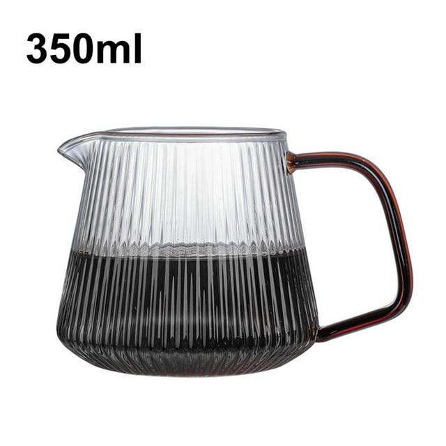 350ML/500ML Coffee Pot V-shaped Spout Striped Design Glass Vertical Pattern Coffee Sharing Pot for Home