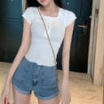 thumbnail image 3 of Mittory Summer Tops for Women Slim Fit Cropped Henley T-Shirt Casual Short Sleeve Blouse Cute Going Out Tees, 3 of 4