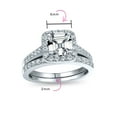thumbnail image 4 of Bling Jewelry Womens Art Deco 2CT Square Solitaire Asscher Cut CZ Halo Band Ring Set Sterling Silver, 4 of 5