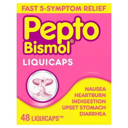 Pepto Bismol Liquicaps, Relief for Upset Stomach and Diarrhea, Over-the-Counter Medicine, 48 Ct