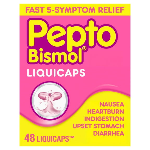 Pepto Bismol Liquicaps, Relief for Upset Stomach and Diarrhea, Over-the-Counter Medicine, 48 Ct
