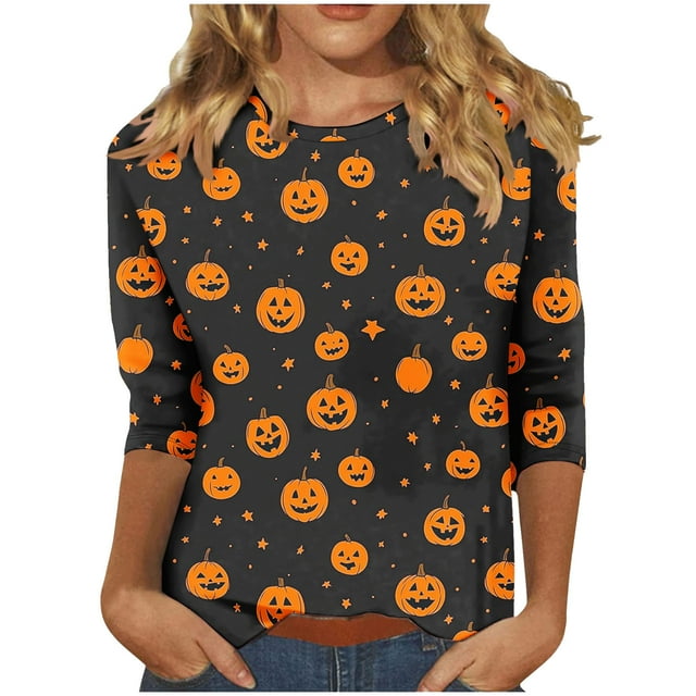 Chandail à Capuche Oversize pour Femmes, Mode Confortable, Col Rond, Manches 3/4, T-shirt Imprimé Décontracté, Blouse, Chandail en Molleton Col Rond, Hauts Grande Taille Multicolore