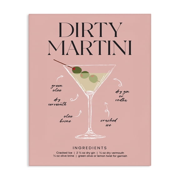 Stupell Industries Contemporary Dirty Martini Pink Recipe Canvas Art, 16 x 20, by Lettered and Lined