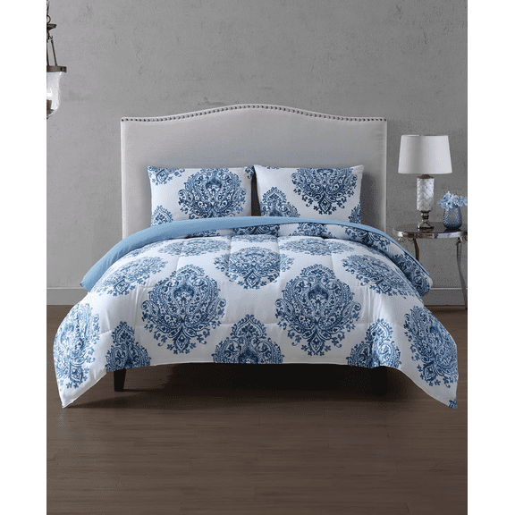 Chandelier Reversible 12-Pc. King Comforter Set - Blue/white