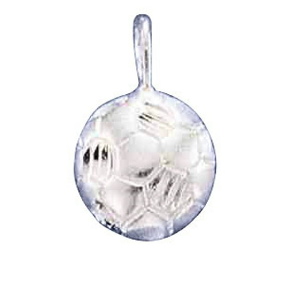 Sterling Silver 16" 1.2mm Box Chain Partially 3D Soccer Ball Pendant Necklace