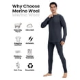 thumbnail image 2 of Woolcano Men's 100% Merino Wool Base Layer Set, Thermal Top and Bottoms for Skiing, Hiking, Winter Work and Cold Weather Activities, 2 of 6