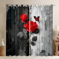 thumbnail image 1 of Ensemble de Rideaux de Fenêtre Roses Rouges de 2 Panneaux, Rideaux Rétro Hippie Graffiti Noir et Blanc, Rideaux Romantiques de la Saint-Valentin pour la Décoration de Chambre d'Enfants Garçons, 52wx63l Pouces, 1 of 6
