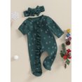 thumbnail image 2 of Baby Girl First Christmas Outfit Xmas Tree Romper Ruffle Long Sleeve Zipper Jumpsuit Newborn Fall Winter Holiday One Piece Clothes Set, 2 of 8
