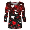 thumbnail image 4 of Valentine's Day Holiday T-Shirts for Womens Cute Heart 3/4 Sleeve Tops Fashion Going Out Tee Shirts, 4 of 5