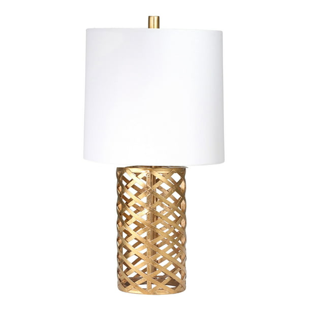 Gold Open Weave Diamond Cut Table Lamp, Kingston Weave Table Lamp