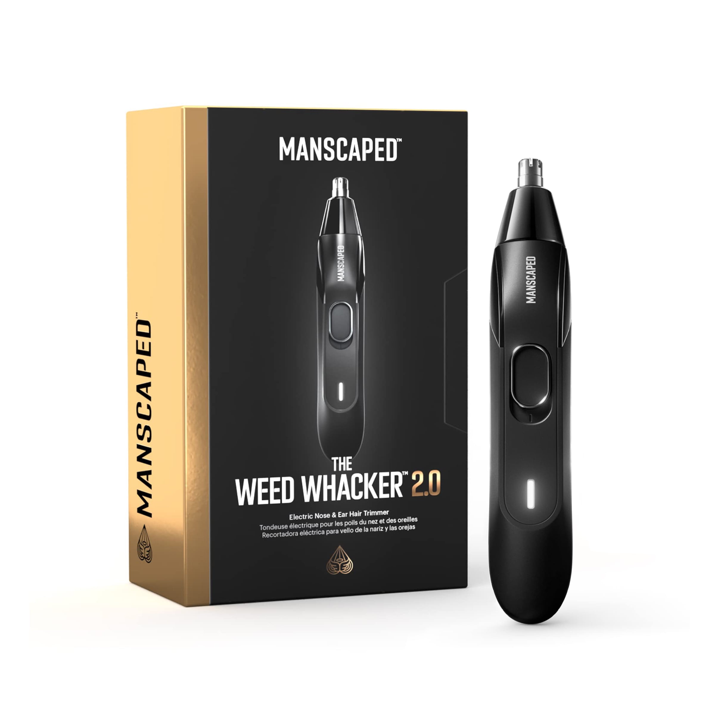 MANSCAPED® Weed Whacker® 2.0 Men's Electric Nose and Ear Trimmer for Mens Grooming with SkinSafe® Rotary Blade, Black