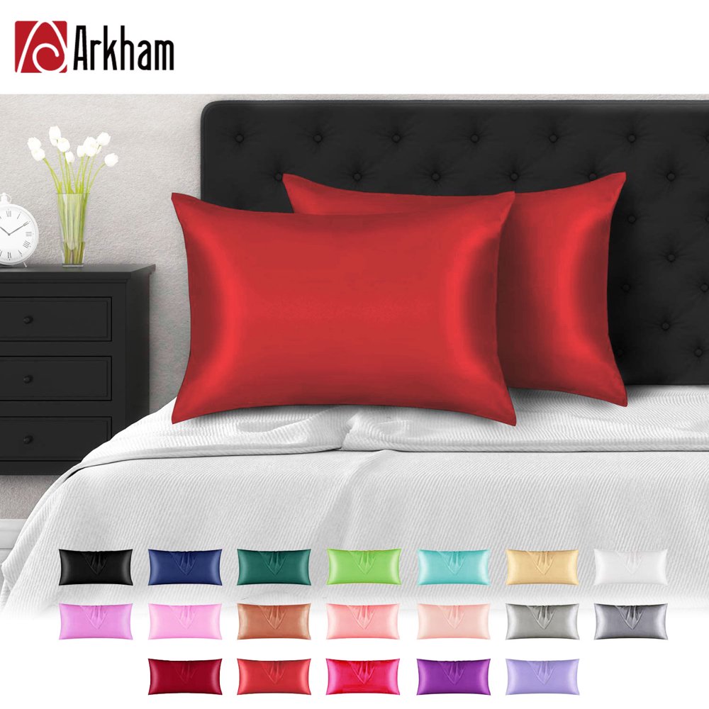 Bedding 2 Pack Satin Pillowcase Red King Size (20"x36") Silky