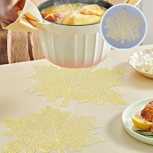 Chmadoxn Gadgets de Cuisine, Accessoires de Cuisine, Napperon en PVC Creux en Forme de Feuille d'Érable et Napperon de Style Occidental Résistant à l'Huile pour la Maison, Coussin Isolant, Napperon Décoratif, Napperon Feuille d'Érable