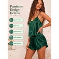 thumbnail image 6 of DAKIMOE Silk Stain Pajamas Set for Women 2 Piece Pjs Sets Adjustable Cami Top and Shorts with Ruffle Nightwear, 6 of 7