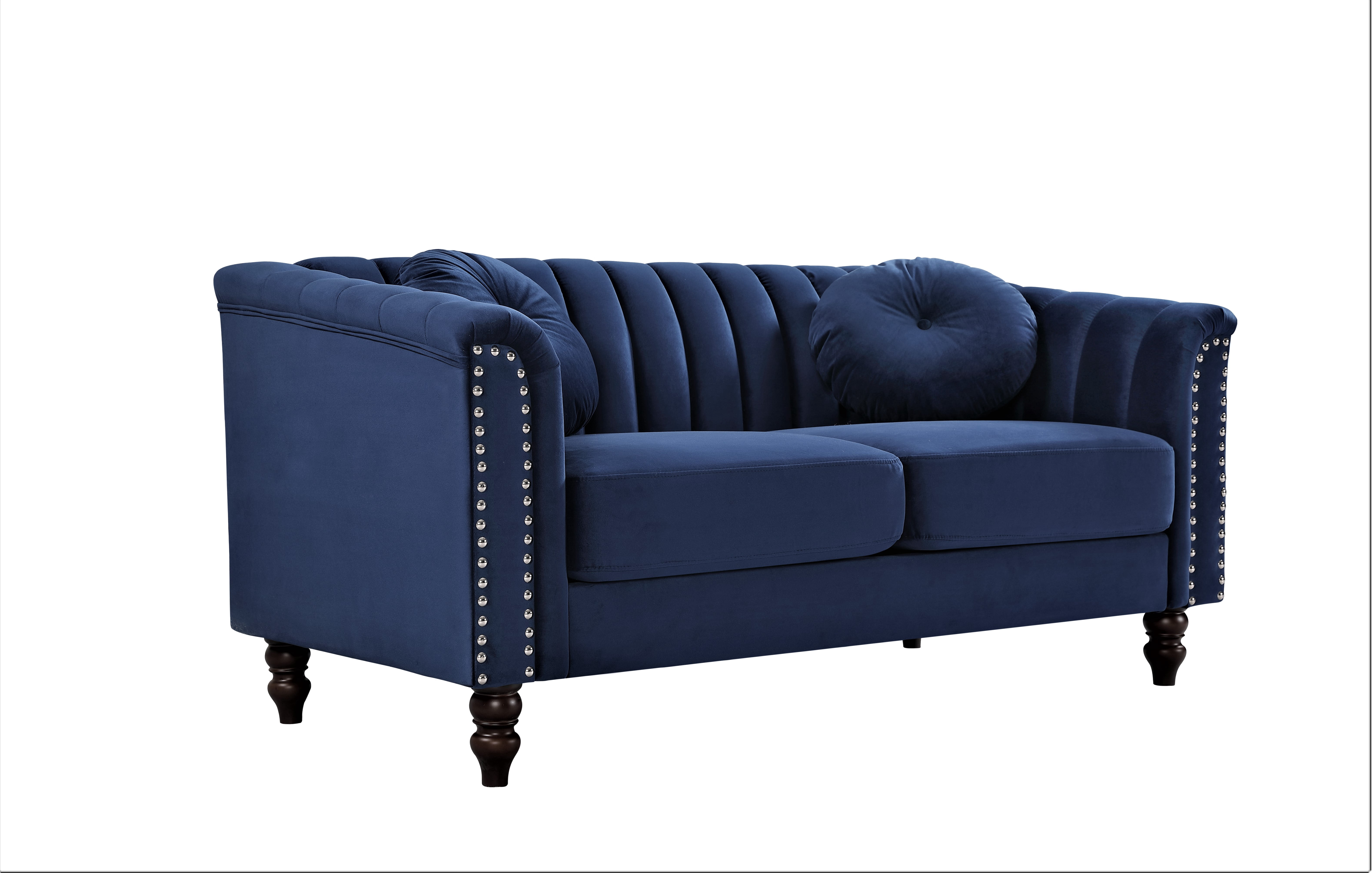 US PRIDE FURNITURE Hills Tufted Back Nailhead 61.4'' Loveseat-Dark Blue