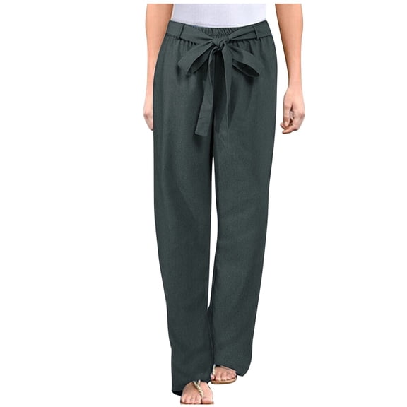 Capri Pants For Women Drawstring Loose Fit Summer Pants Women'S Flowy Wide Leg Pants Lounge Pants With Pockets Casual Pants For Womens White Softball Pants