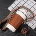 thumbnail image 4 of Porte-gobelet Portable en Cuir Pu, Manchon de Tasse en Cuir Pu avec Sangles d'Épaule, Manchon de Café Réutilisable en Cuir, 4 of 5