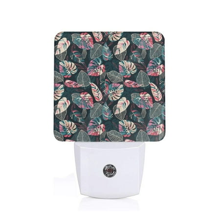

Sigee Colorful Tropical Leaves for Night Lights Plug into Wall Dusk to Dawn Sensor Warm White Led Night Light 0.5W for Kid Hallway