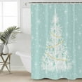 thumbnail image 3 of Teal Christmas Tree Shower Curtain, Snowflake Xmas Tree Waterproof Polyester Fabric Winter Bathtub Curtain, Turquoise Balls Christmas Bathroom Decor Set with Hooks 72 x 72 Inches, 3 of 6